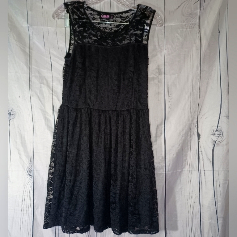 Garage Black Lace Sleeveless Goth Indie Sleeze Whimsigoth Flowy Skater Dress